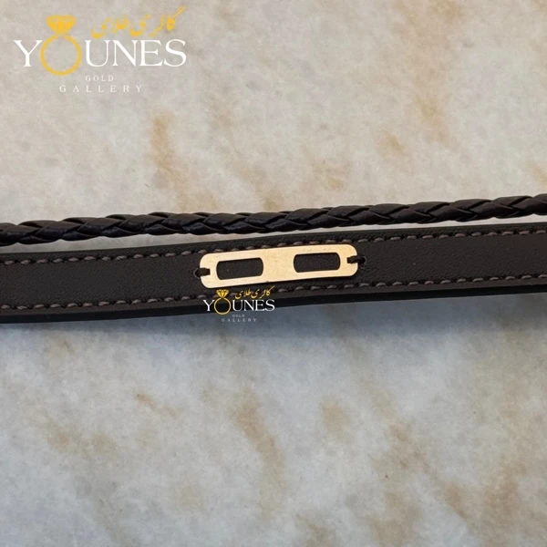 دستبند طلا چرم مردانه  L150